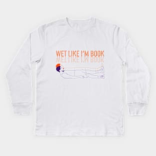 Devin Booker Wet Like I'm Book Minimalist Line Art Phoenix Basketball Kids Long Sleeve T-Shirt